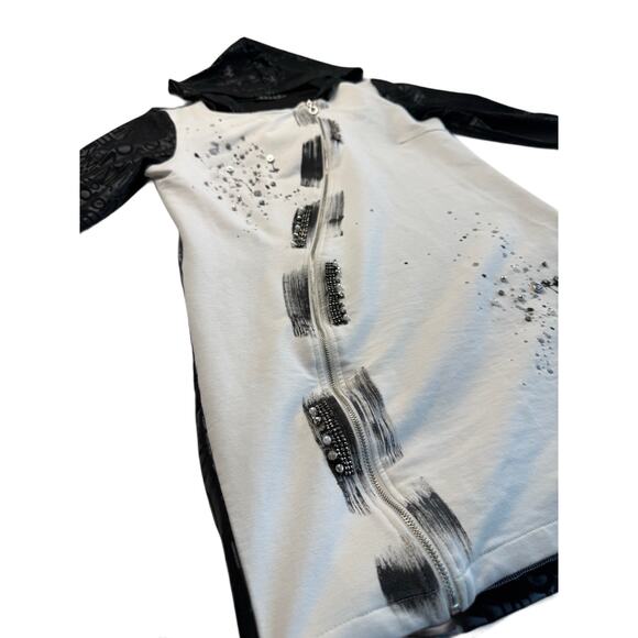 OLYSS NYC‎ Artsy Streetwear Hooded Zip Dress Punk Goth Embellished Edgy Jewels S - Picture 3 of 10